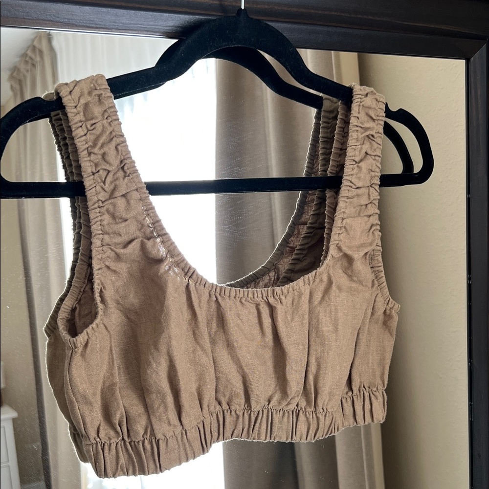Ozma Sophie Crop, Laundered Linen, Grass